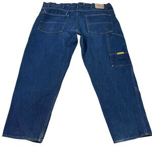 PRSN Blu Prison Blues USA Double Knee Jeans Carpenter Suspender Buttons 46x30